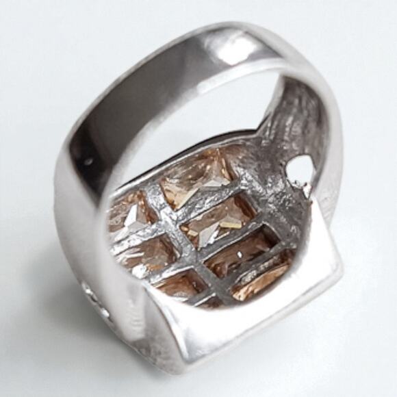 Vintage 925 Silver Yellow Tourmaline Ring Size 8 Chunky Domed Cocktail - Picture 10 of 10